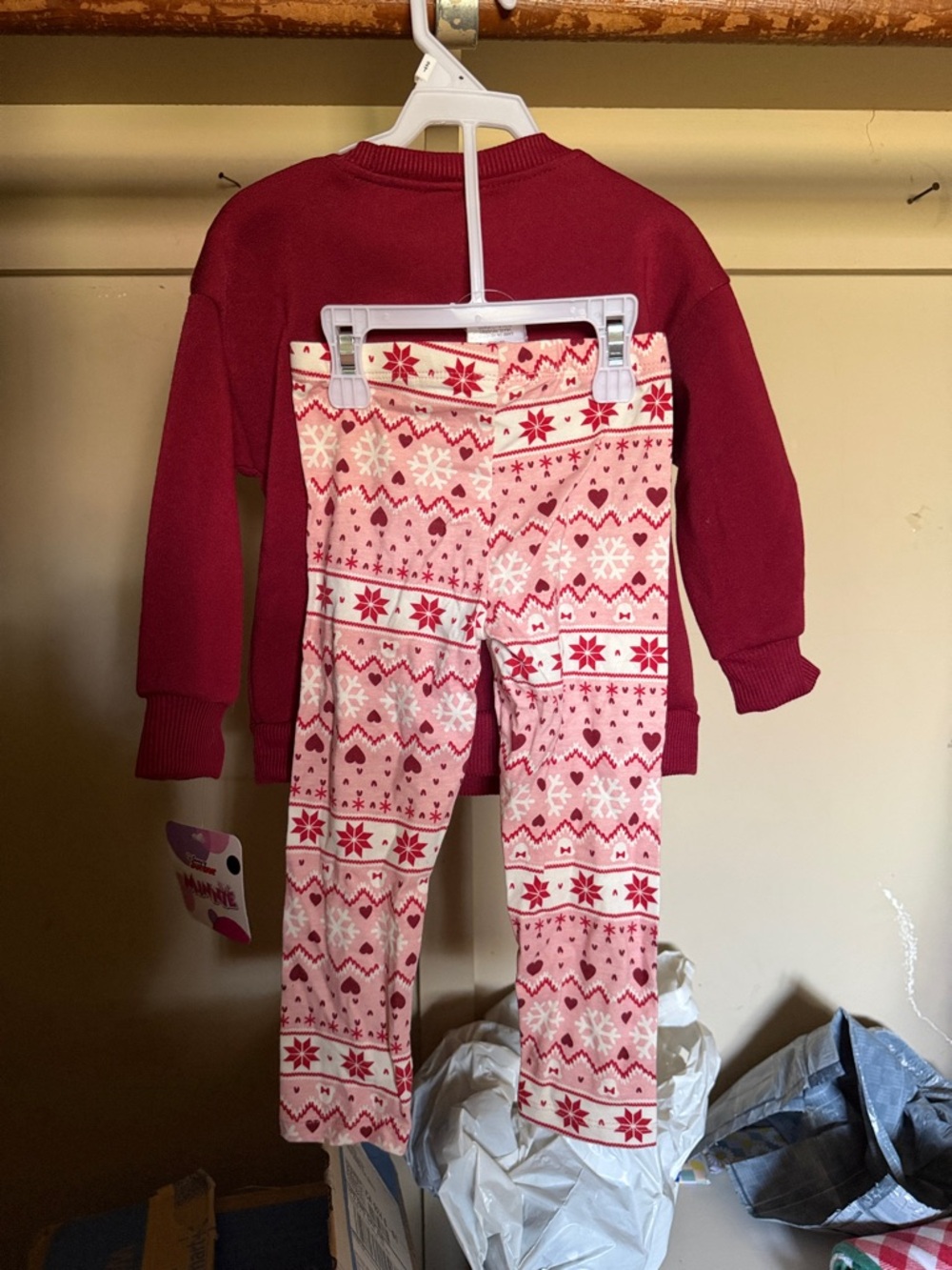 Carter's Red Minnie Mouse Sweater & Pink Patterned Pajama Leggings - Picture 2 of 3